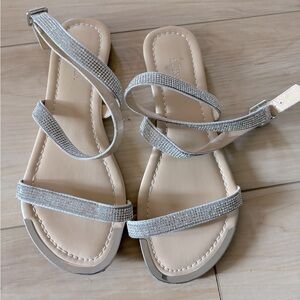 Elegant Crystal Strappy Silver Sandals